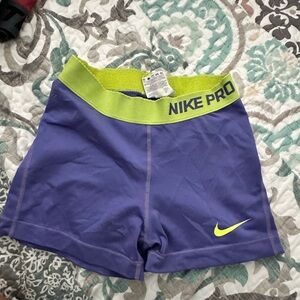 Nike Pro Shorts - Purple and Green